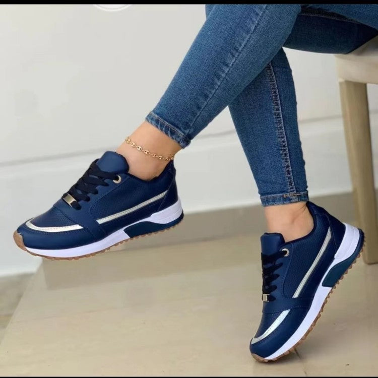 Thick soled color blocked casual sports women's shoes