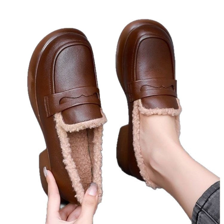 cotton loafers thickened women's low heels