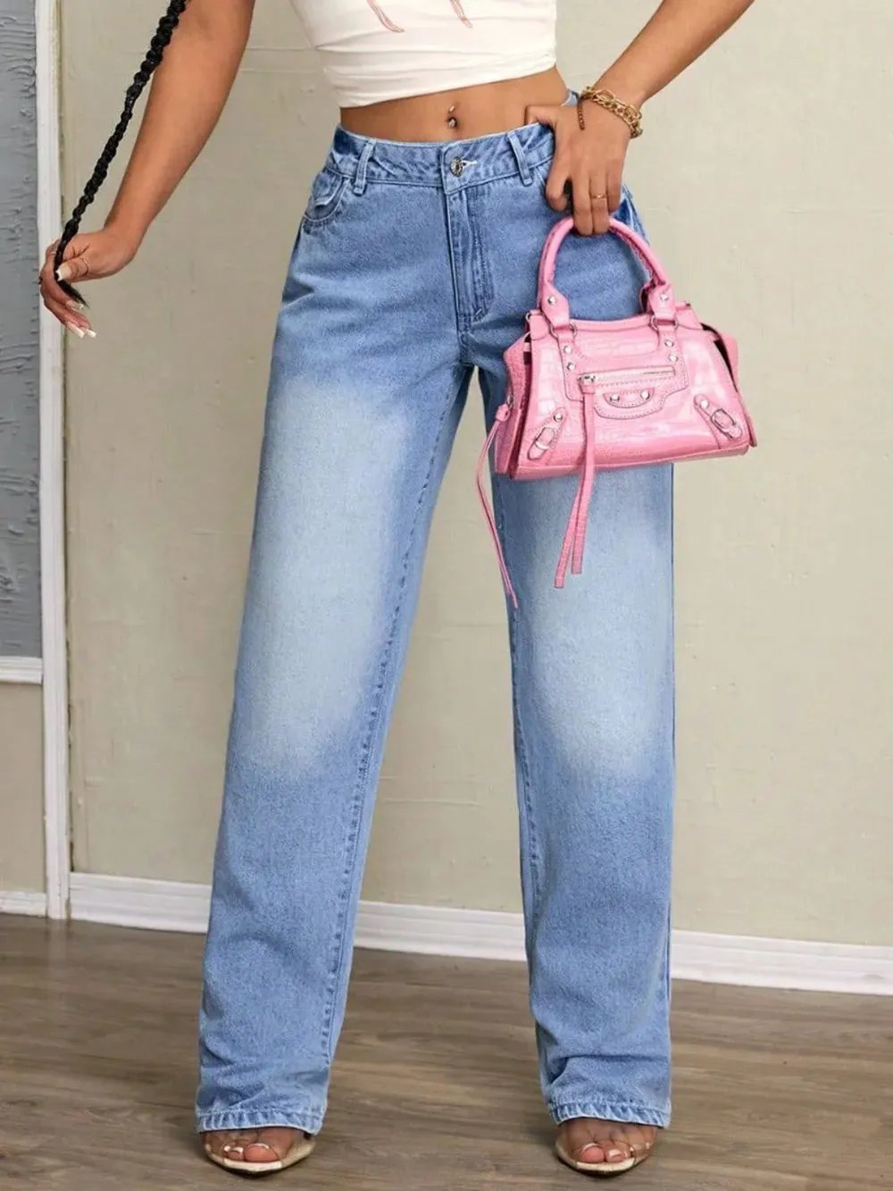 Washed High Waist Jeans
