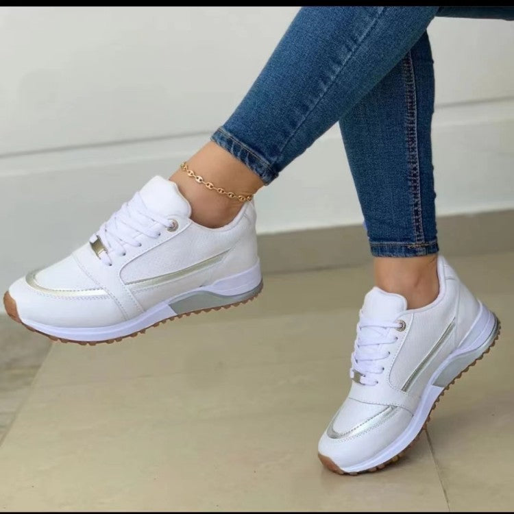 Thick soled color blocked casual sports women's shoes