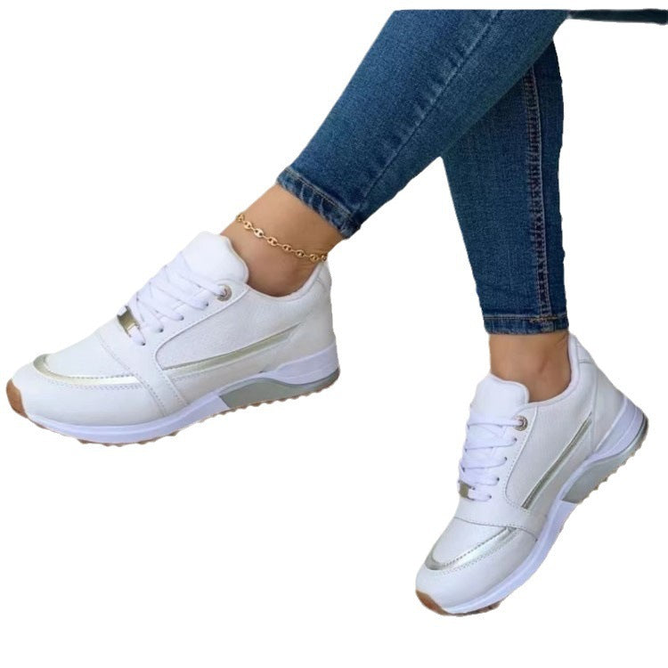 Thick soled color blocked casual sports women's shoes