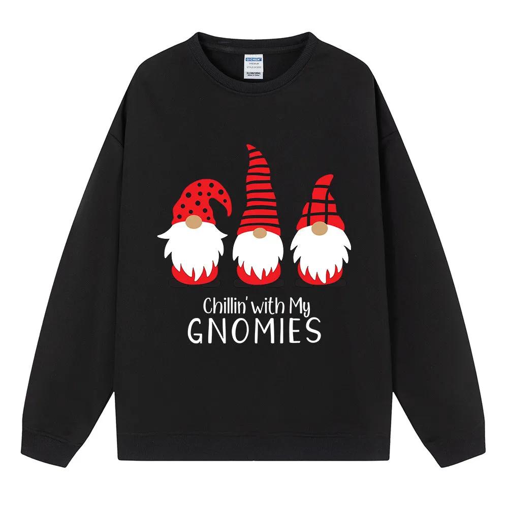 Christmas hoodie with three small printed women's tops
