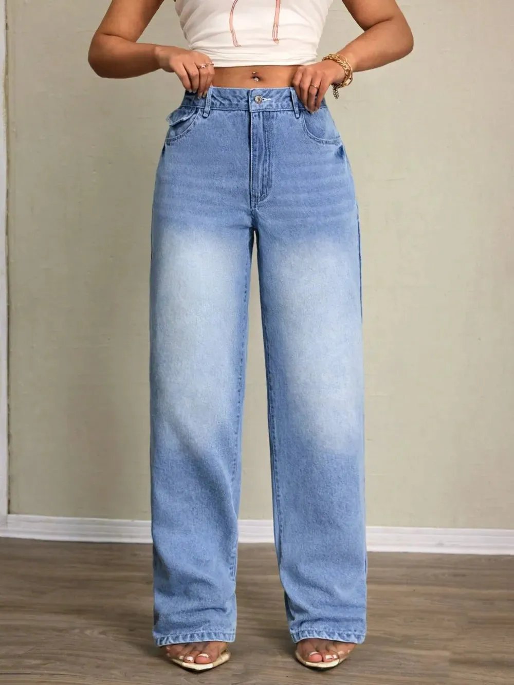 Washed High Waist Jeans