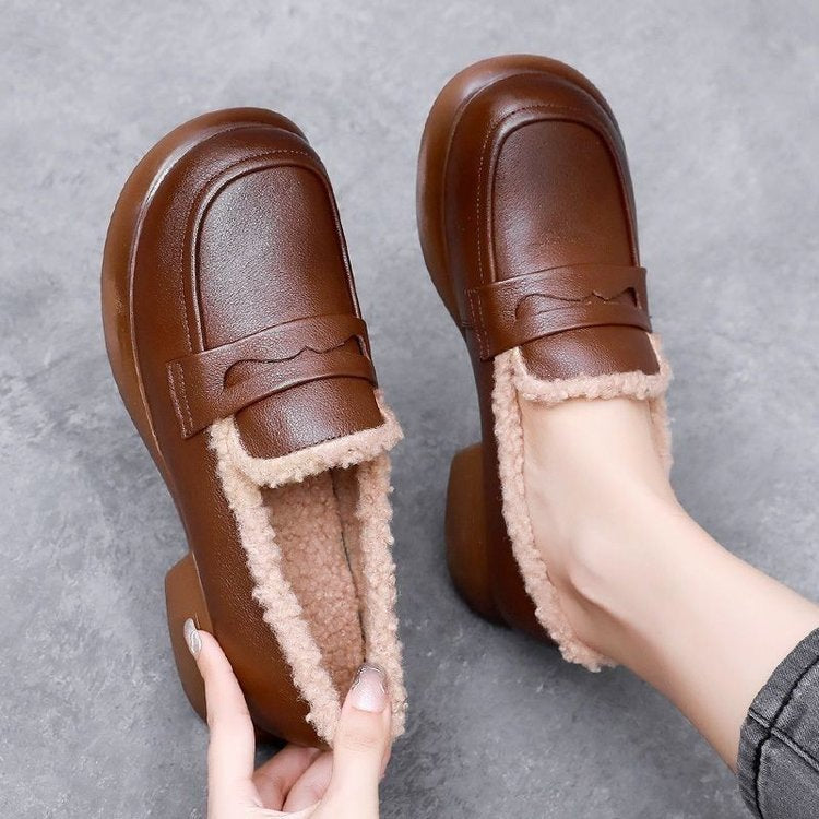 cotton loafers thickened women's low heels