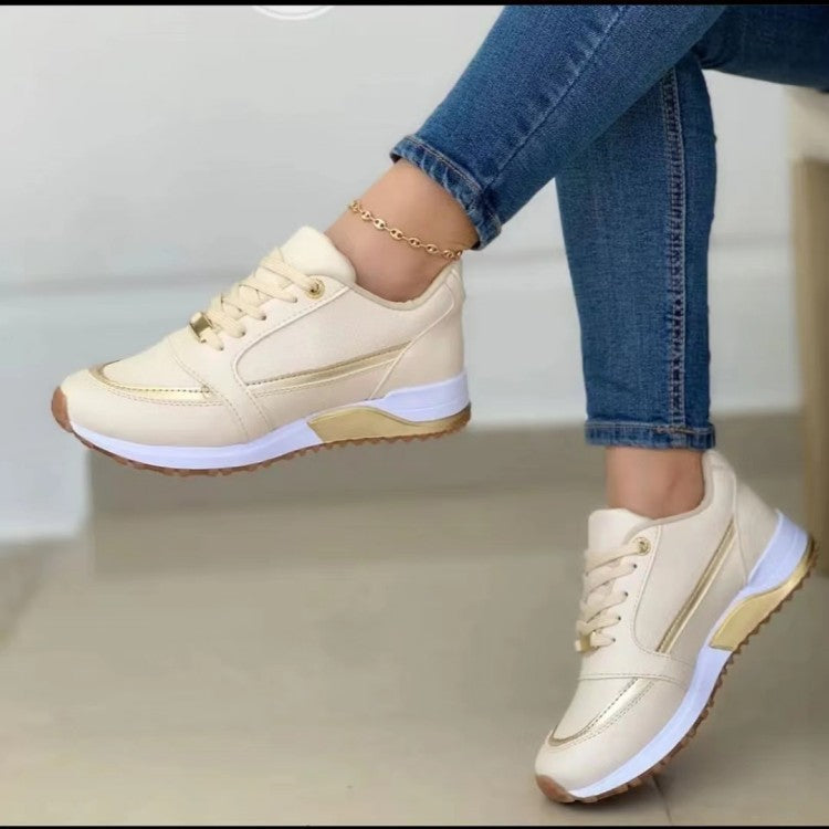 Thick soled color blocked casual sports women's shoes
