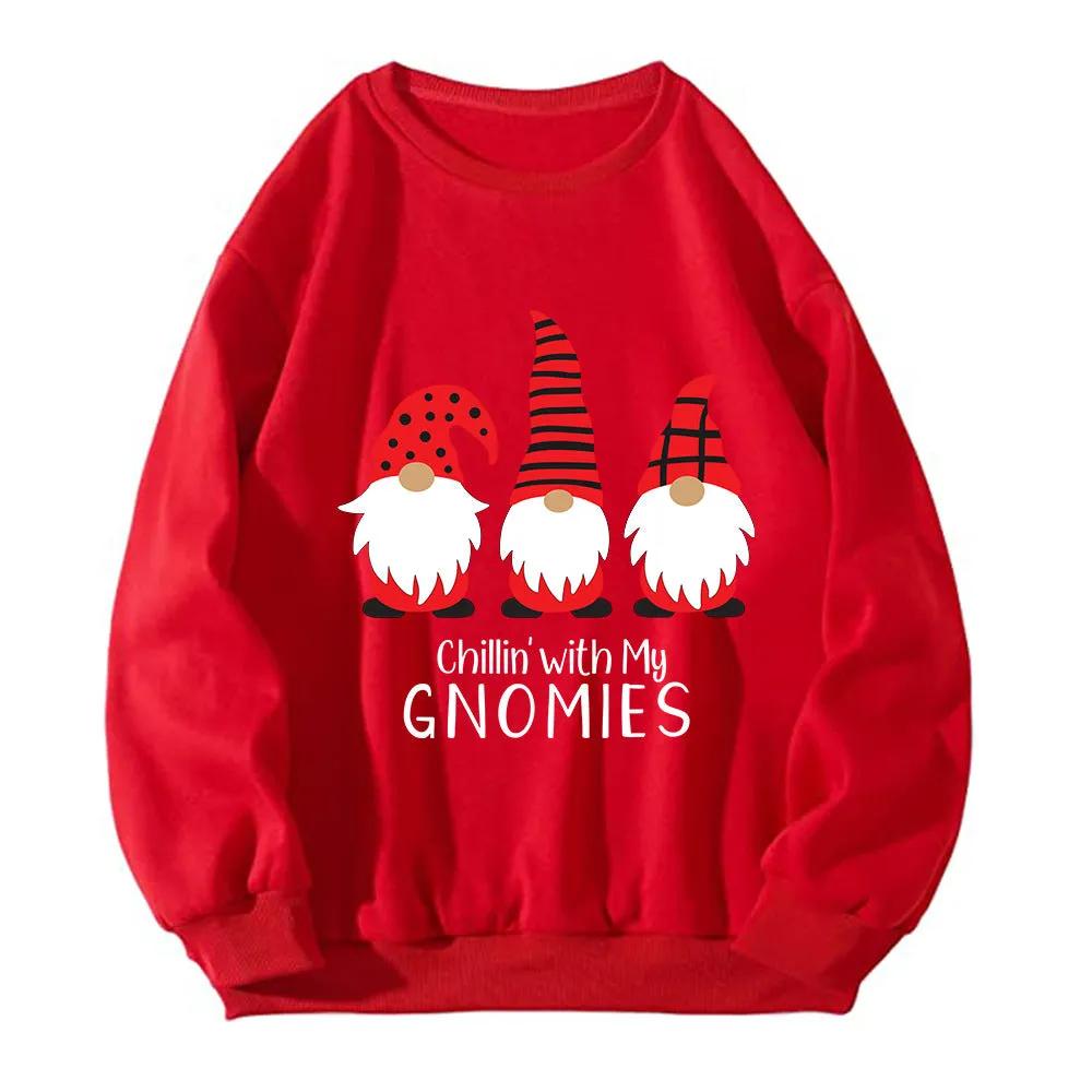 Christmas hoodie with three small printed women's tops