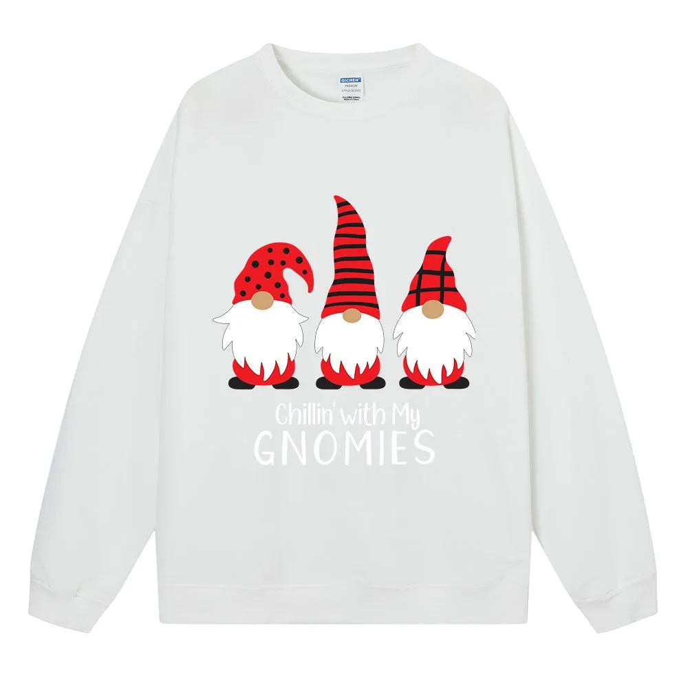Christmas hoodie with three small printed women's tops