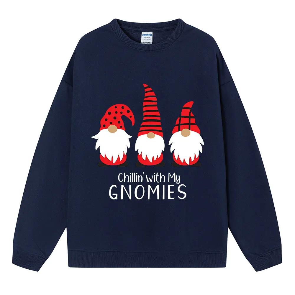Christmas hoodie with three small printed women's tops