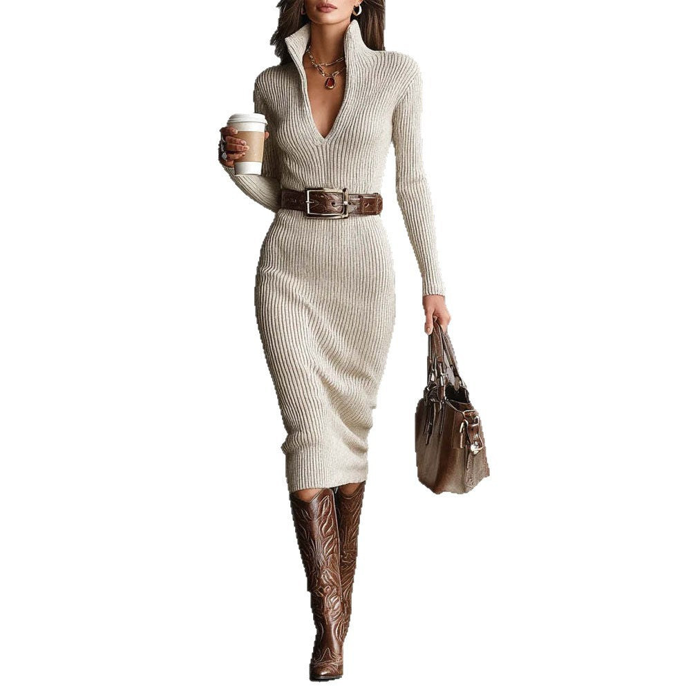 Long sleeved waist cinching dress