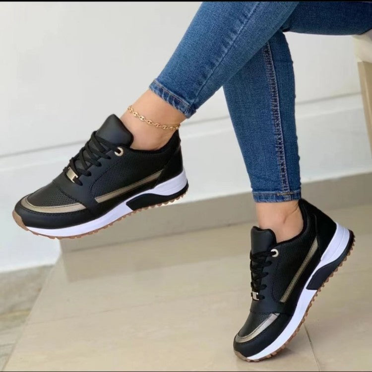 Thick soled color blocked casual sports women's shoes