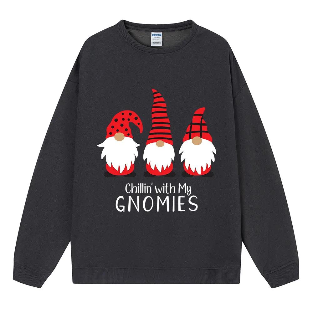 Christmas hoodie with three small printed women's tops