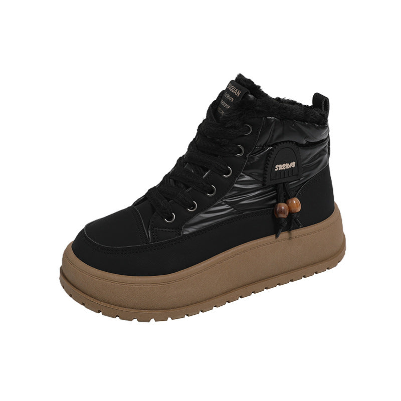 Fleece-Lined High-Top Snow Boots for Women, Insulated Casual